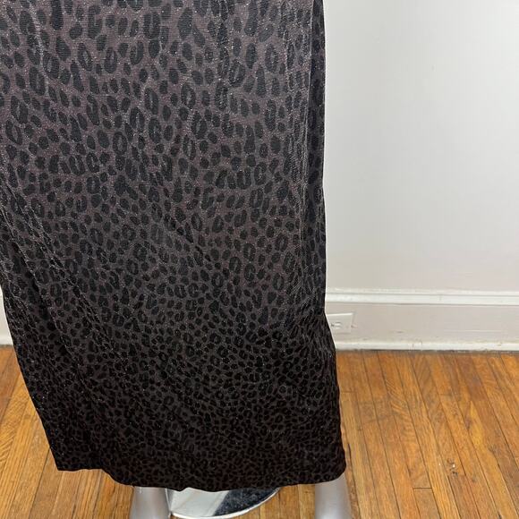 Vintage 90s Susan Roselli Vijack Leopard Sparkly Maxi Dress Gown Halter Prom 14 - Picture 8 of 13